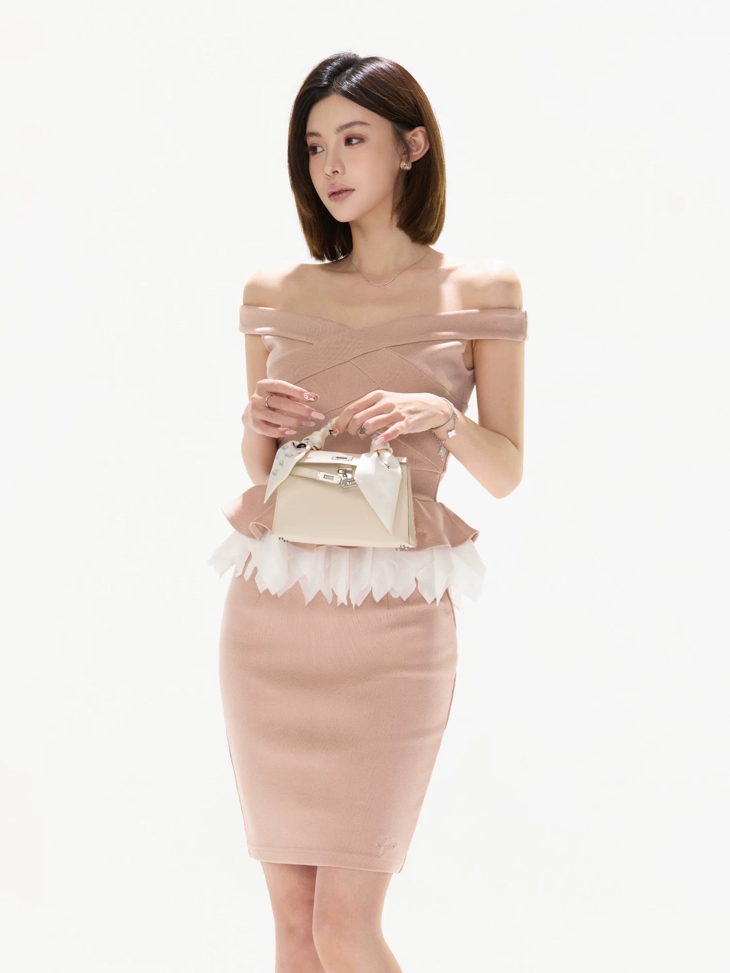 Off-Shoulder Tweed Set