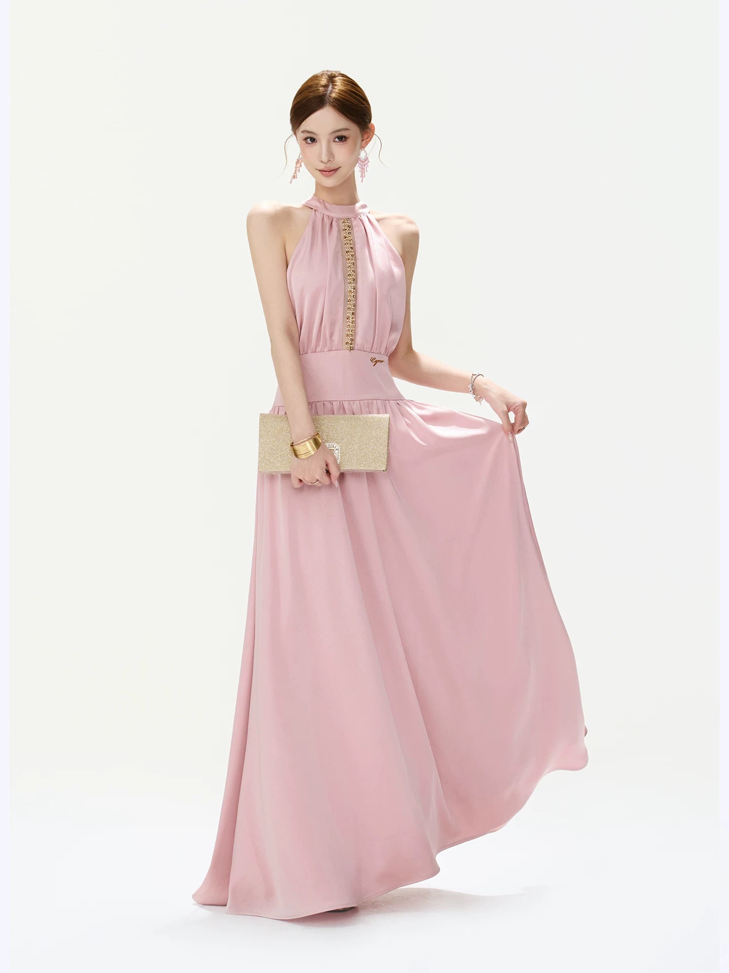 Embellished Halter Maxi Dress