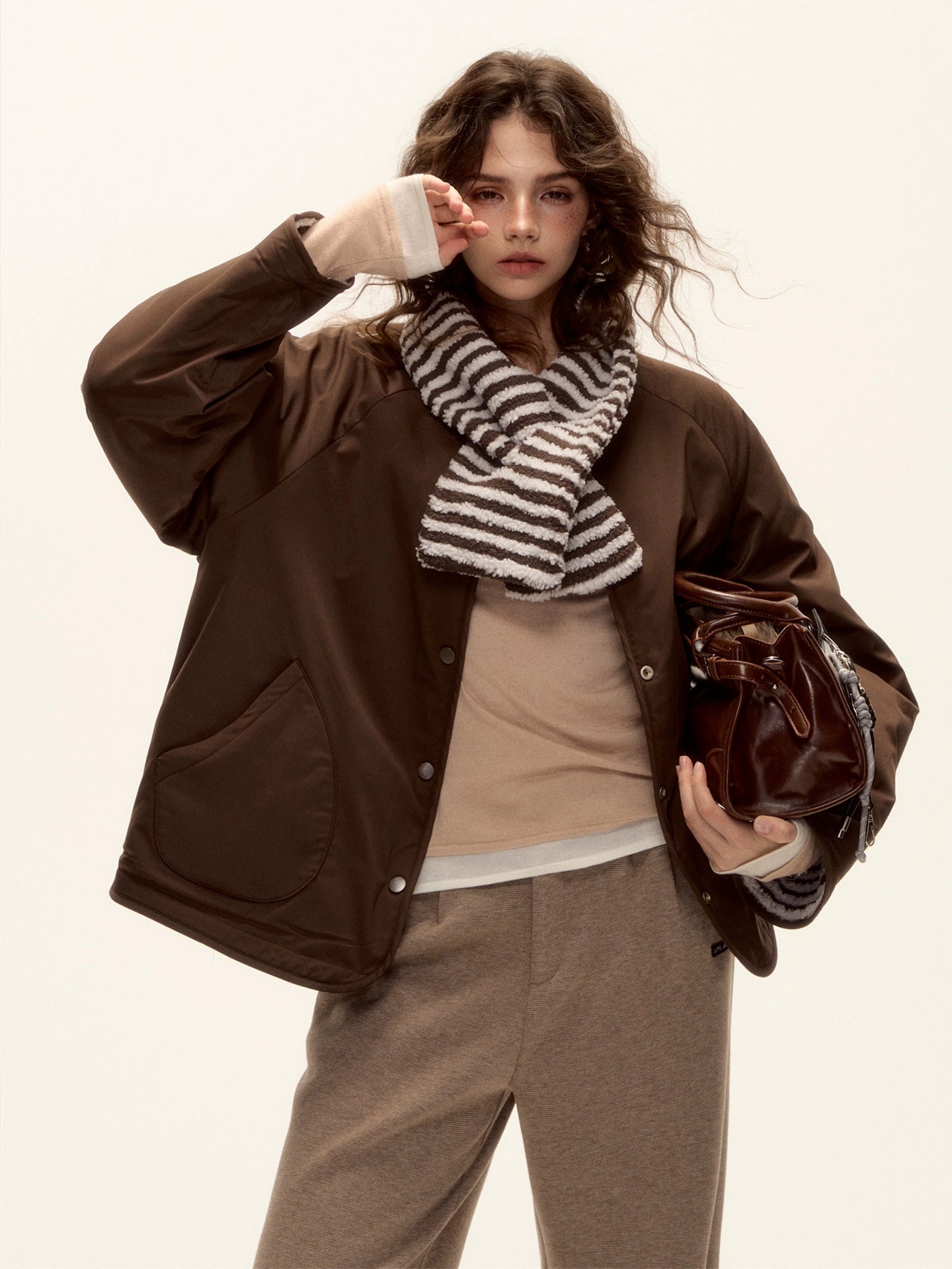 Reversible Striped Sherpa Jacket