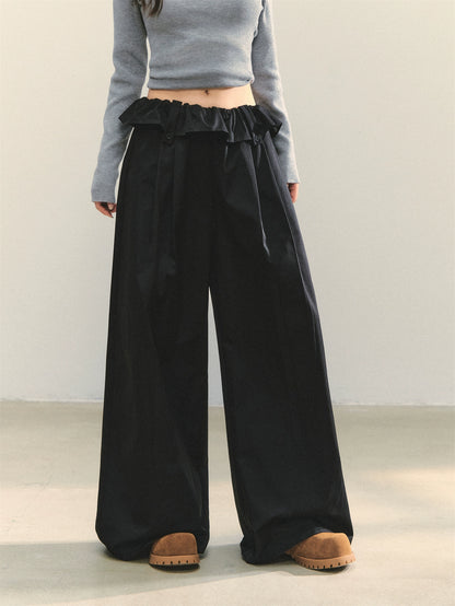 Brown &amp; Black Fold-Waist Balloon Pants