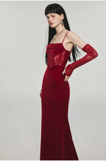 Mermaid Strap Long Velvet Bodycon Dress