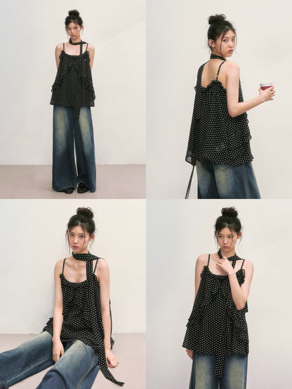 Black Polka Dot Cami Blouse