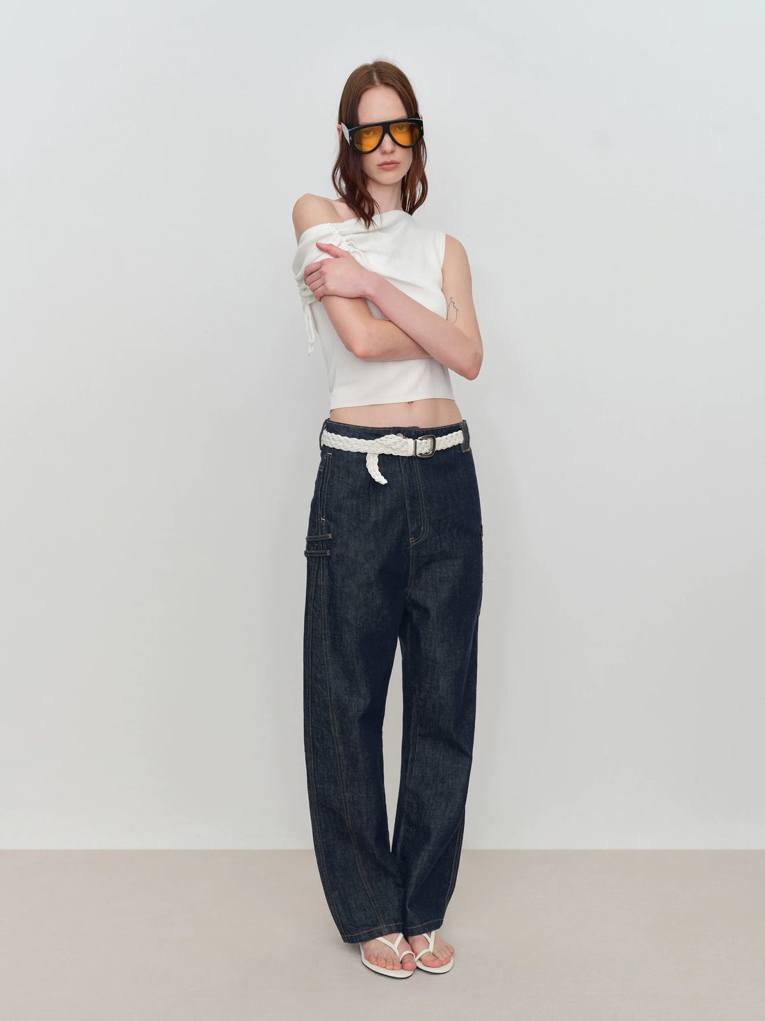 Micro Raw Denim Low-Rise Jeans