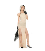 Detachable Hood Halter Maxi Dress