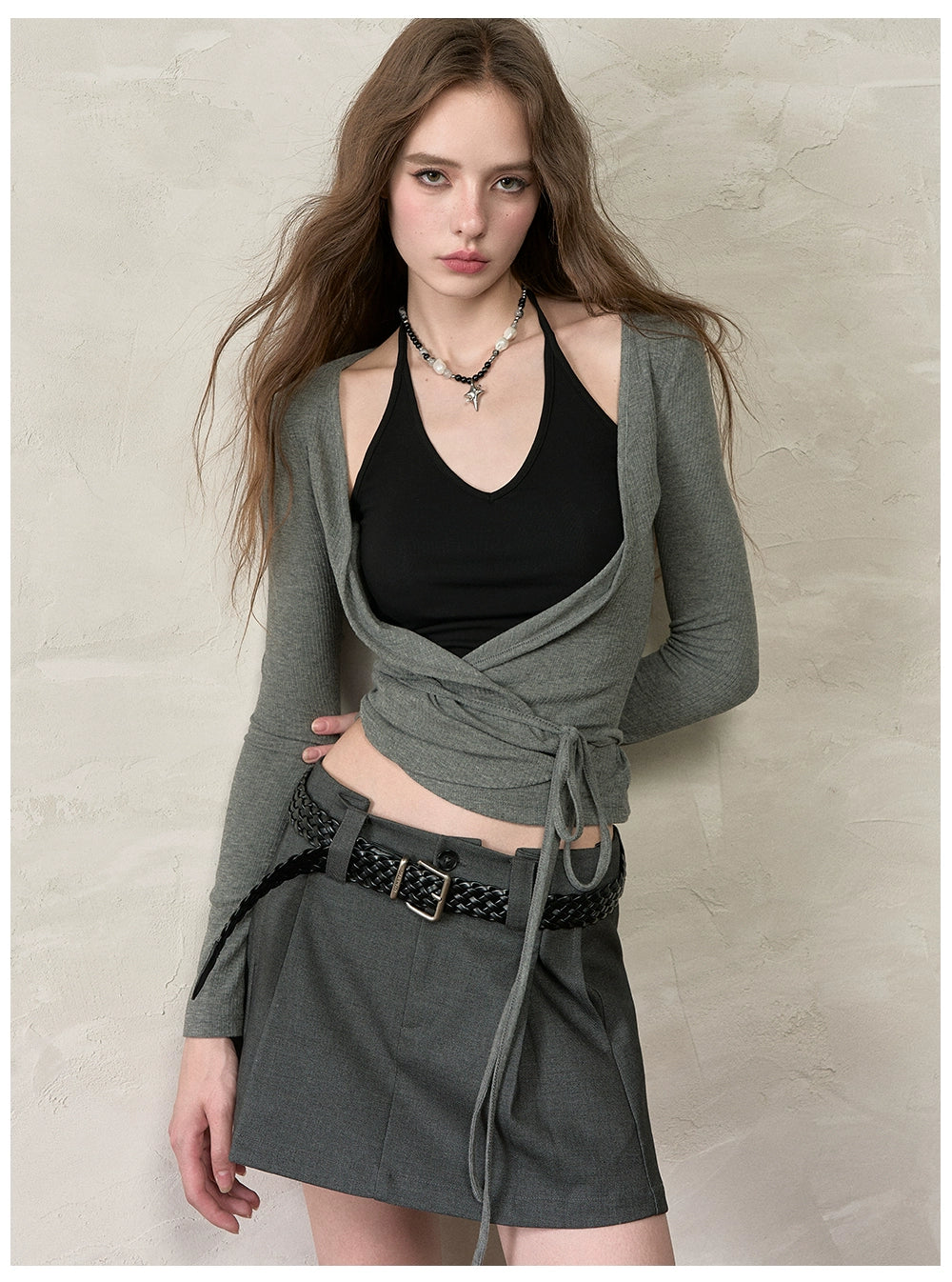 Colorblock Tie-Up Layered Tee