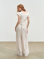 Draped Lazy Asymmetric Shoulder Convertible Top Set