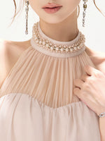 Pink Beaded Halter Dress