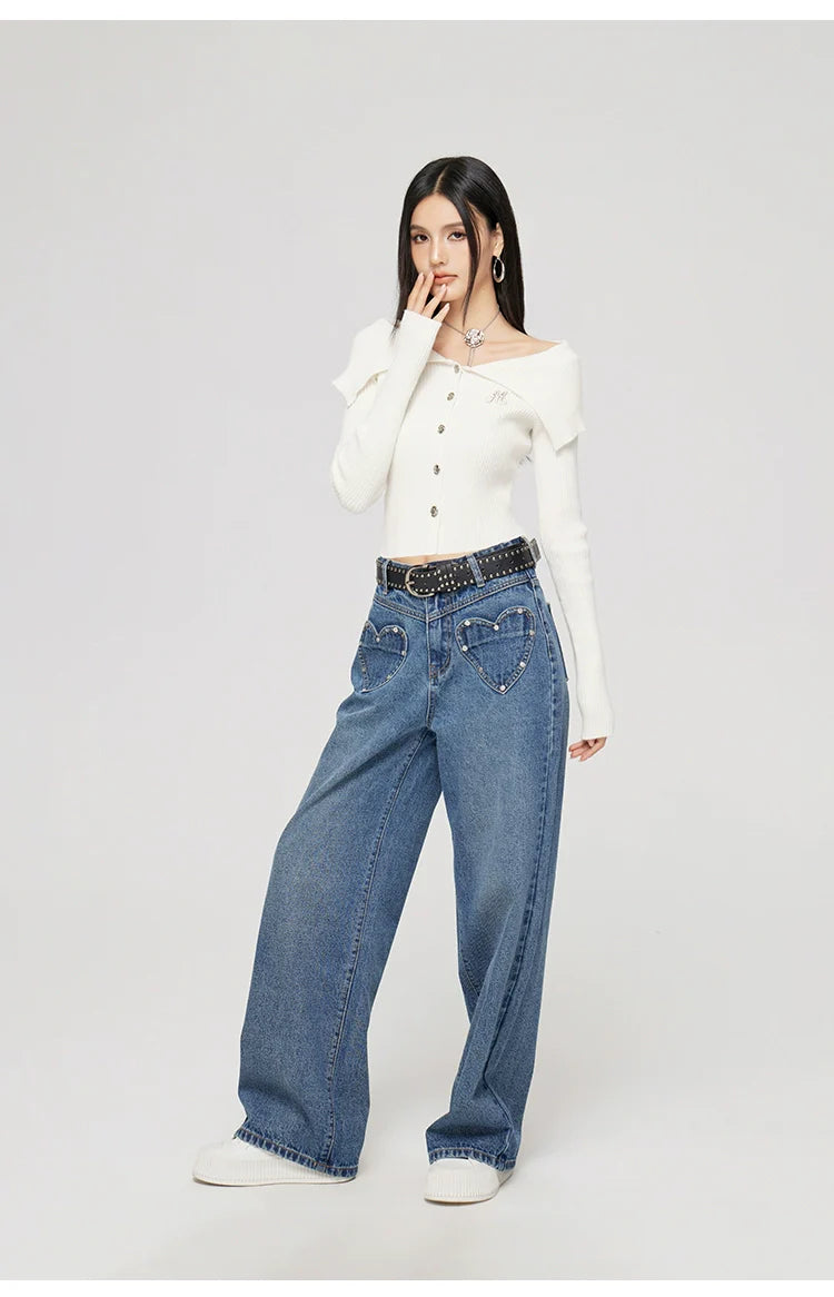 Black &amp; Off-white Turn-down Collar Sweater