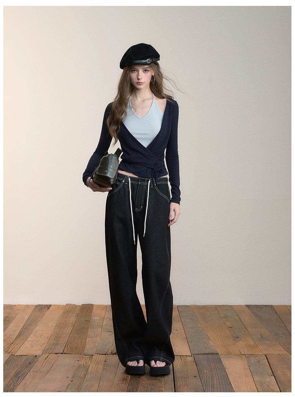 Colorblock Tie-Up Layered Tee