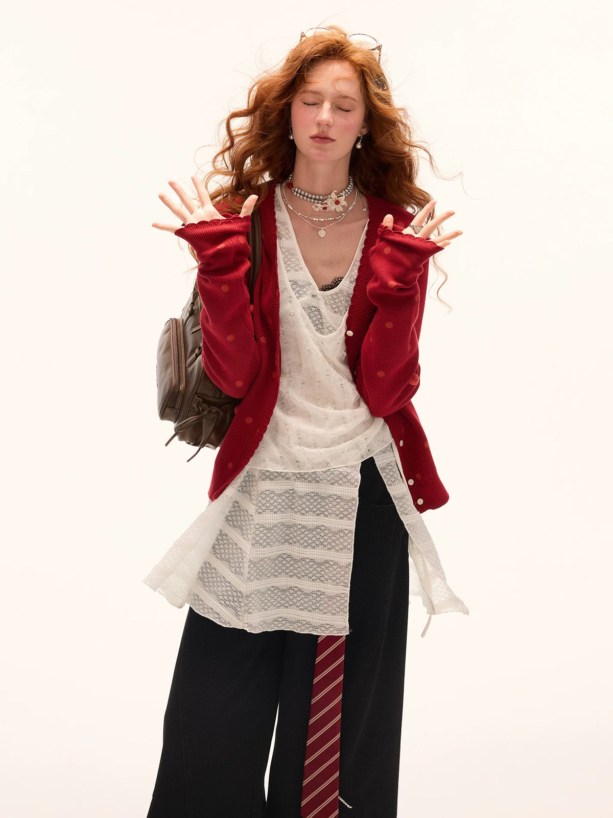 Layered V-Neck Sheer Long Sleeve Top