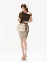 Ruched One-Shoulder Knit Top