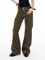 Y2K Olive Flare Cargo Pants