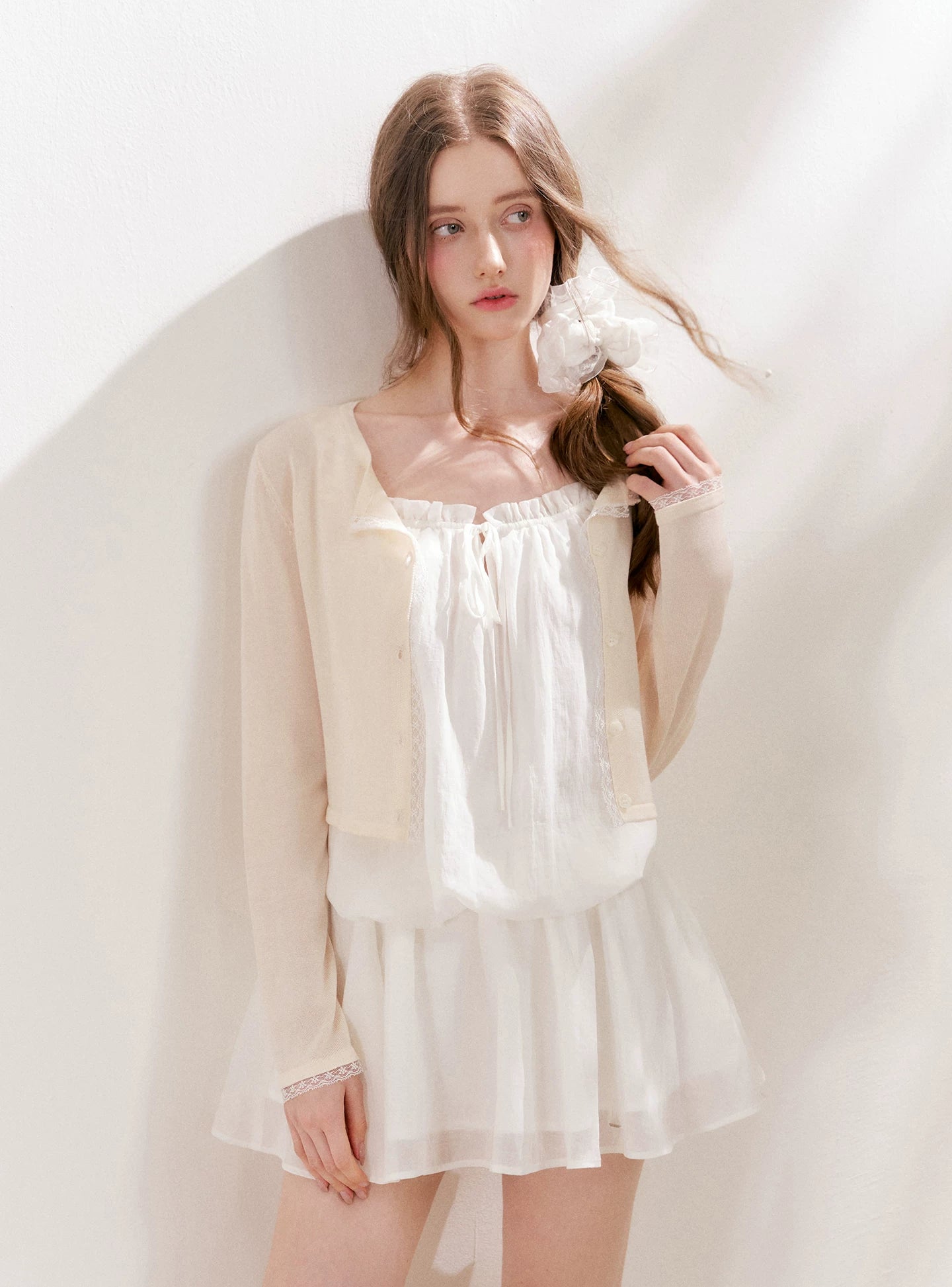 Lace Trim Knit Cardigan