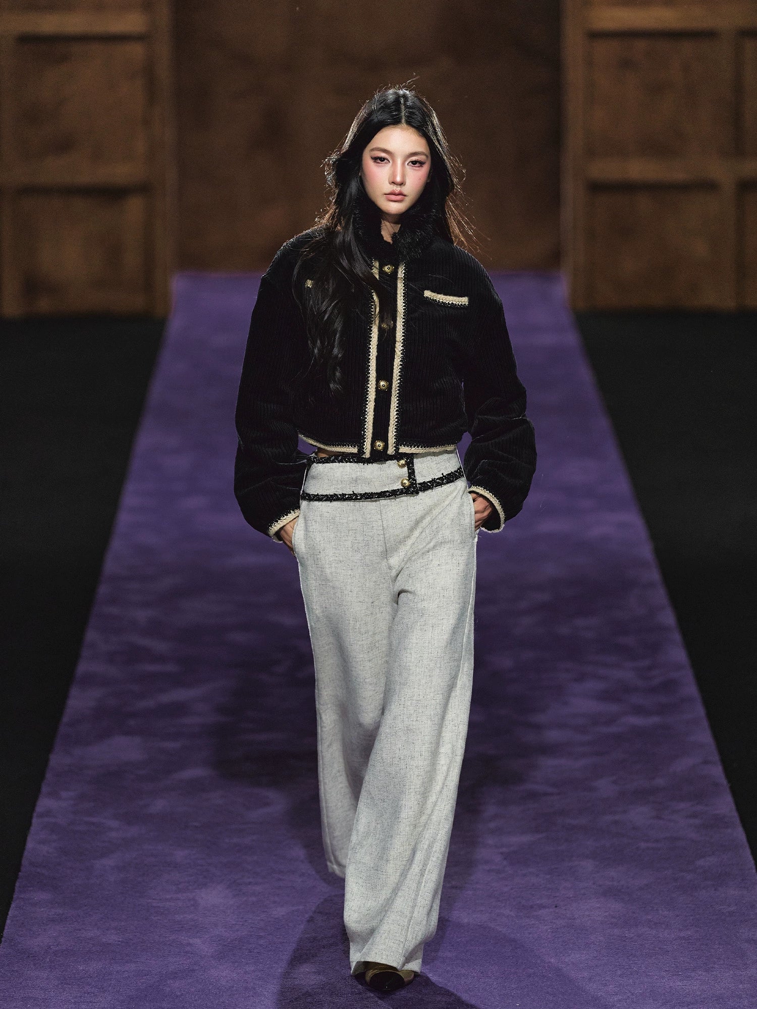 Wide-Waist Tailored Trousers