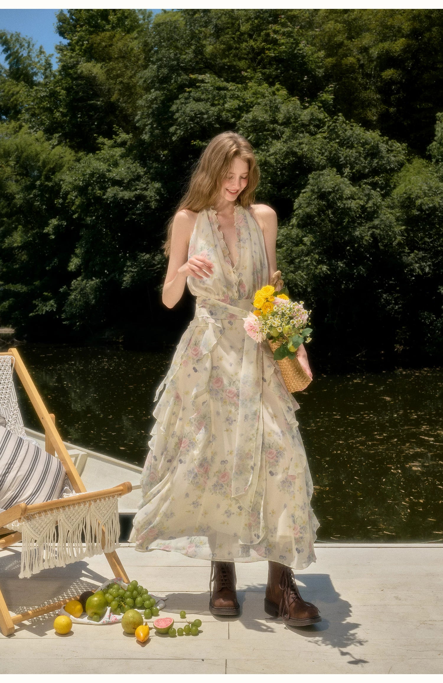 Floral Halter Maxi Dress
