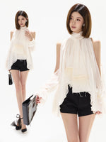 Halter Chiffon Ruffle Blouse
