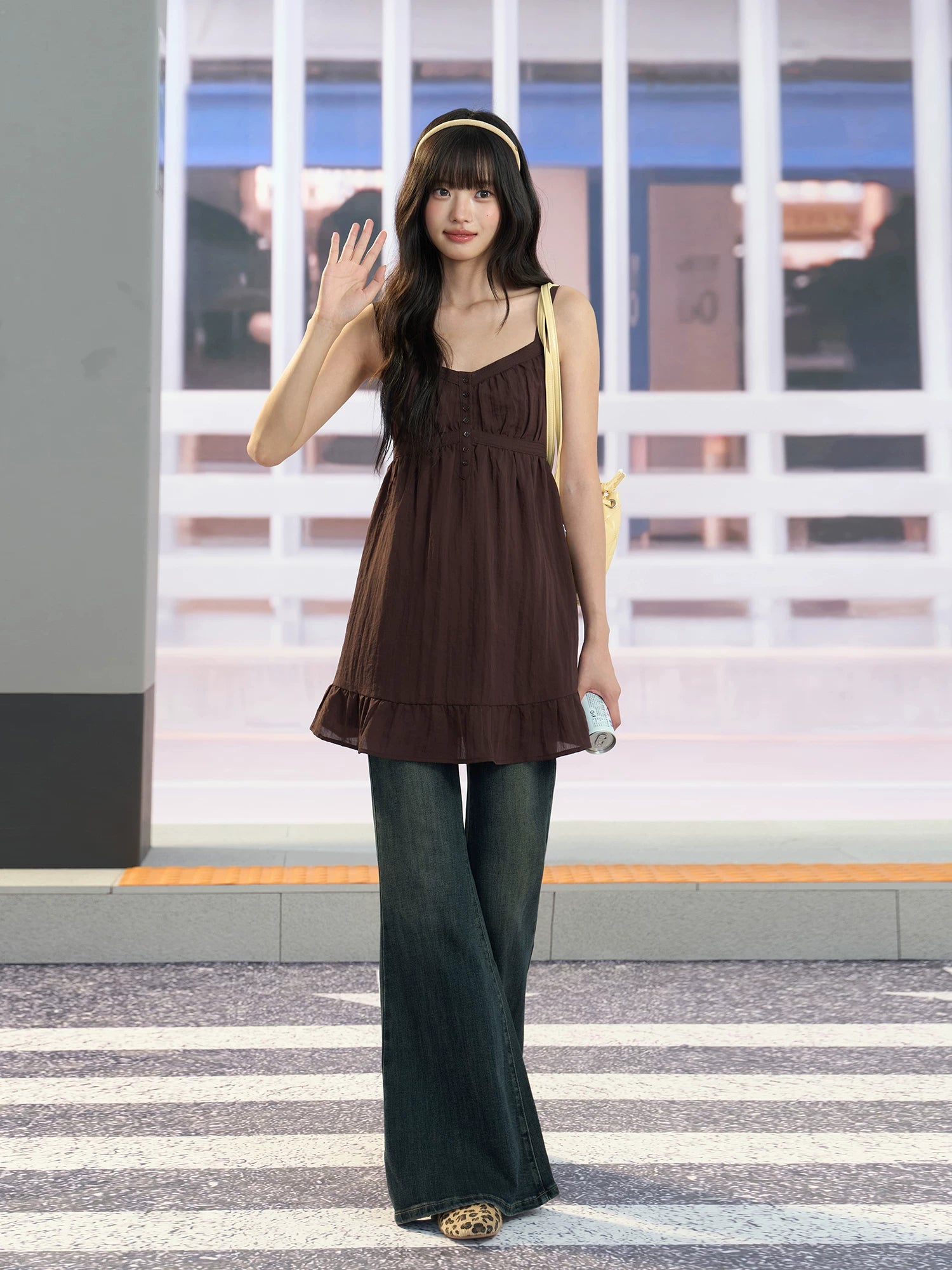 Brown Cami A-line Dress