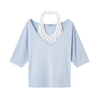 Sheer Layering Half Sleeve T-shirt