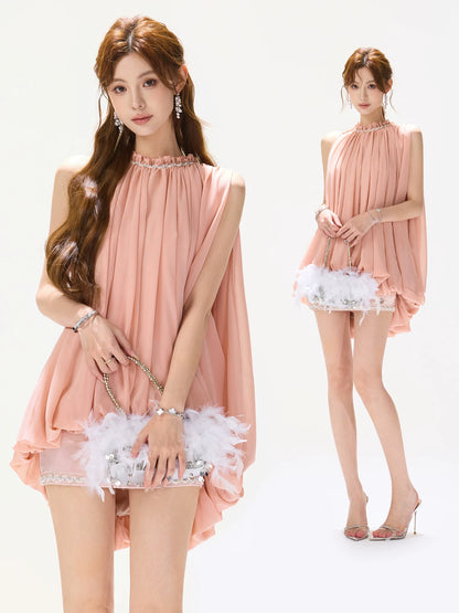 Mist Pink Beaded Halter Top