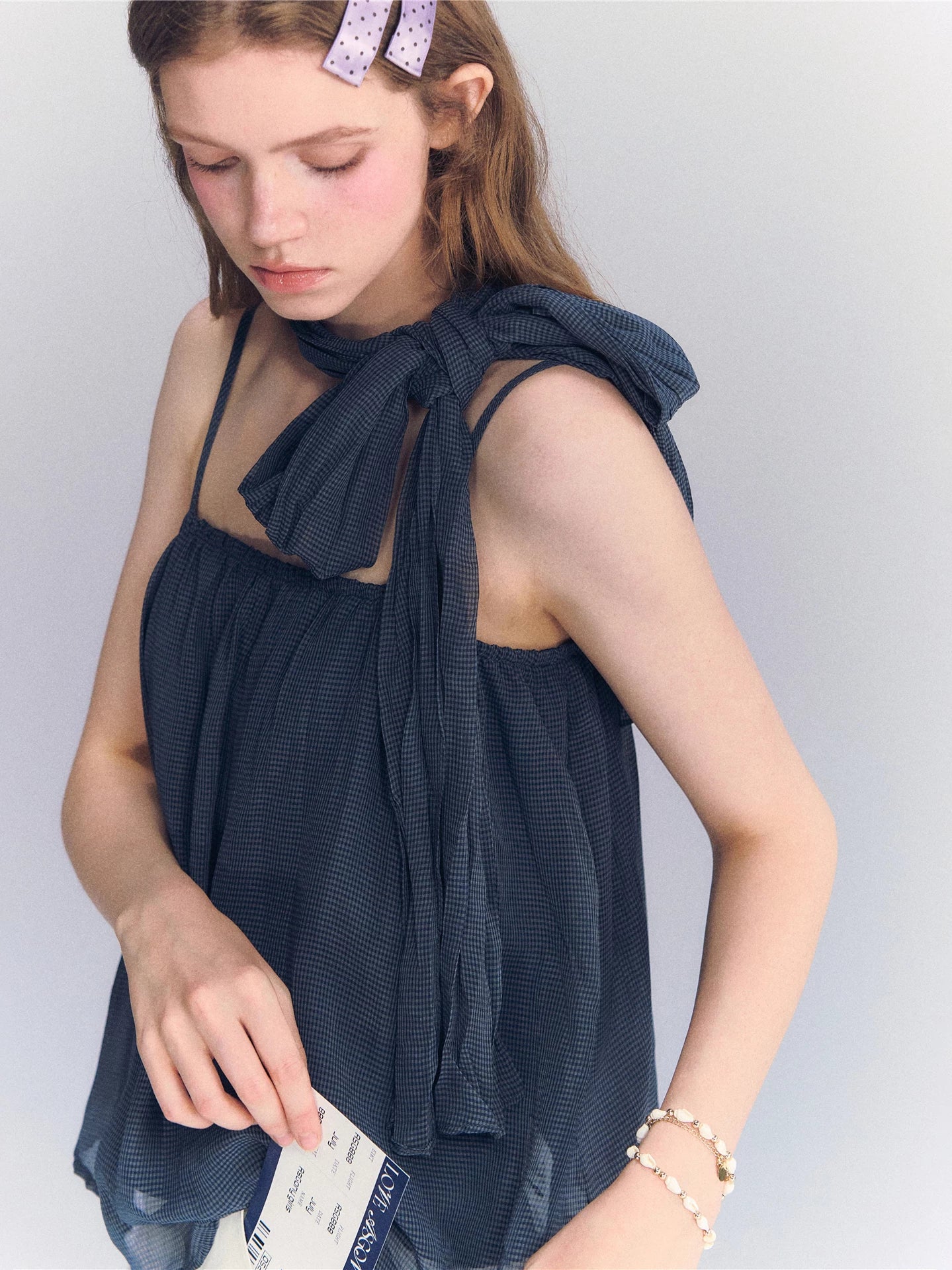 Plaid Chiffon Camisole Top