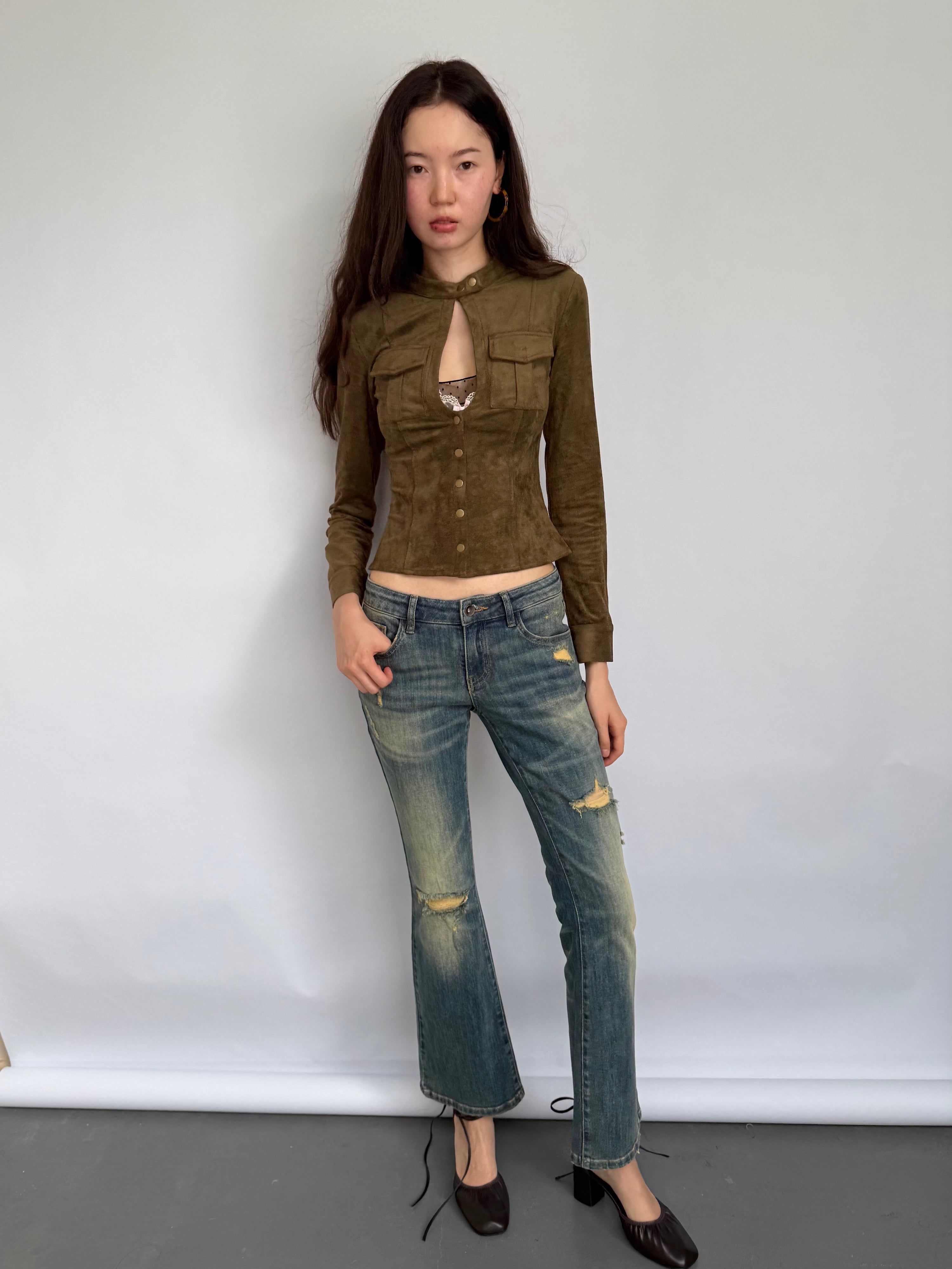 Cutout Suede Cropped Jacket
