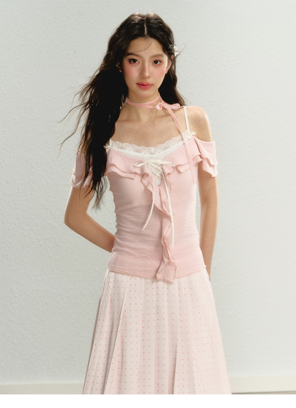 Lace 2-in-1 Knit T-Shirt