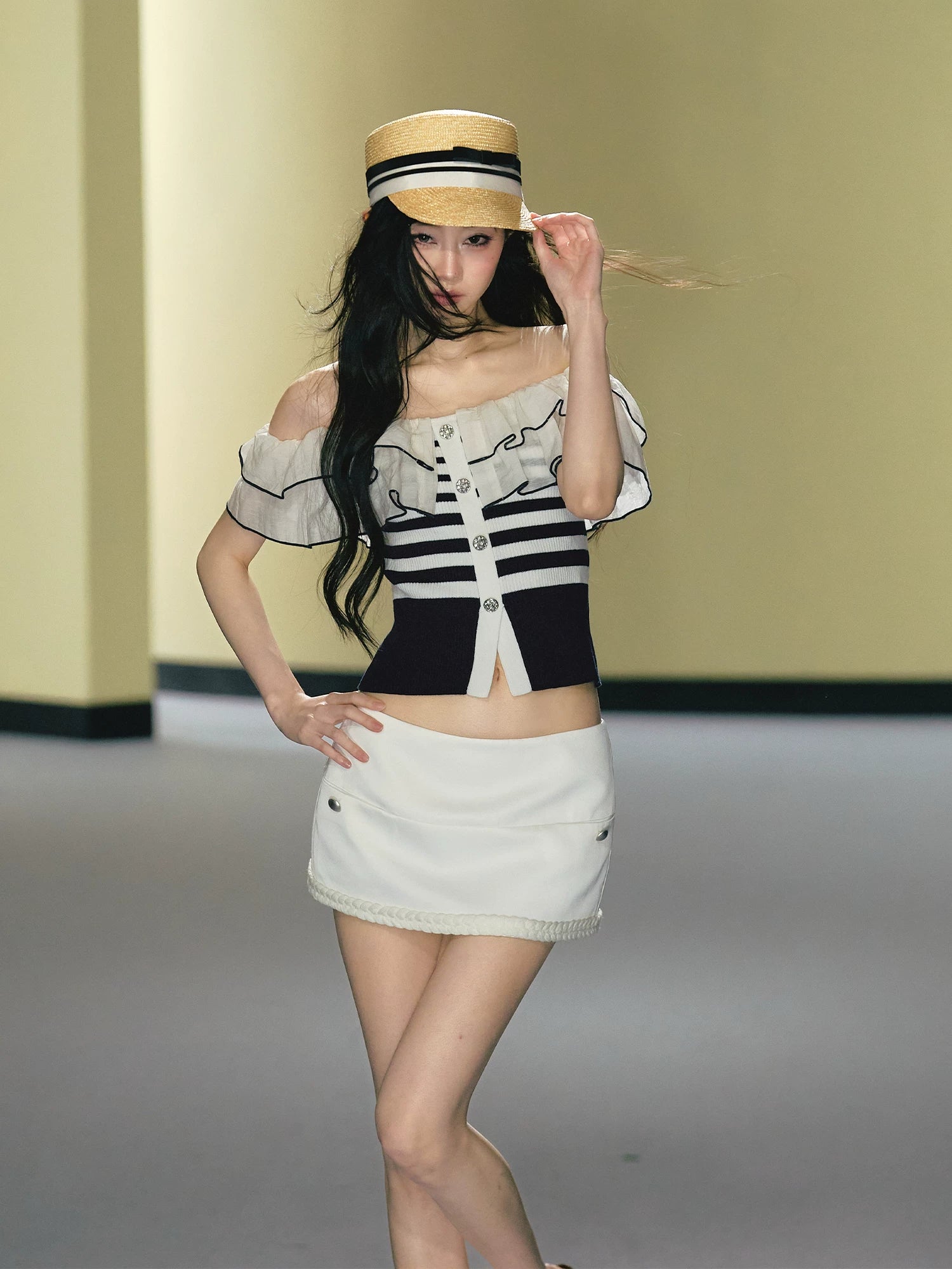 Satin Braided Hem Mini Skirt