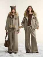 Vintage Fuzzy Plaid Jacket & Pants Set