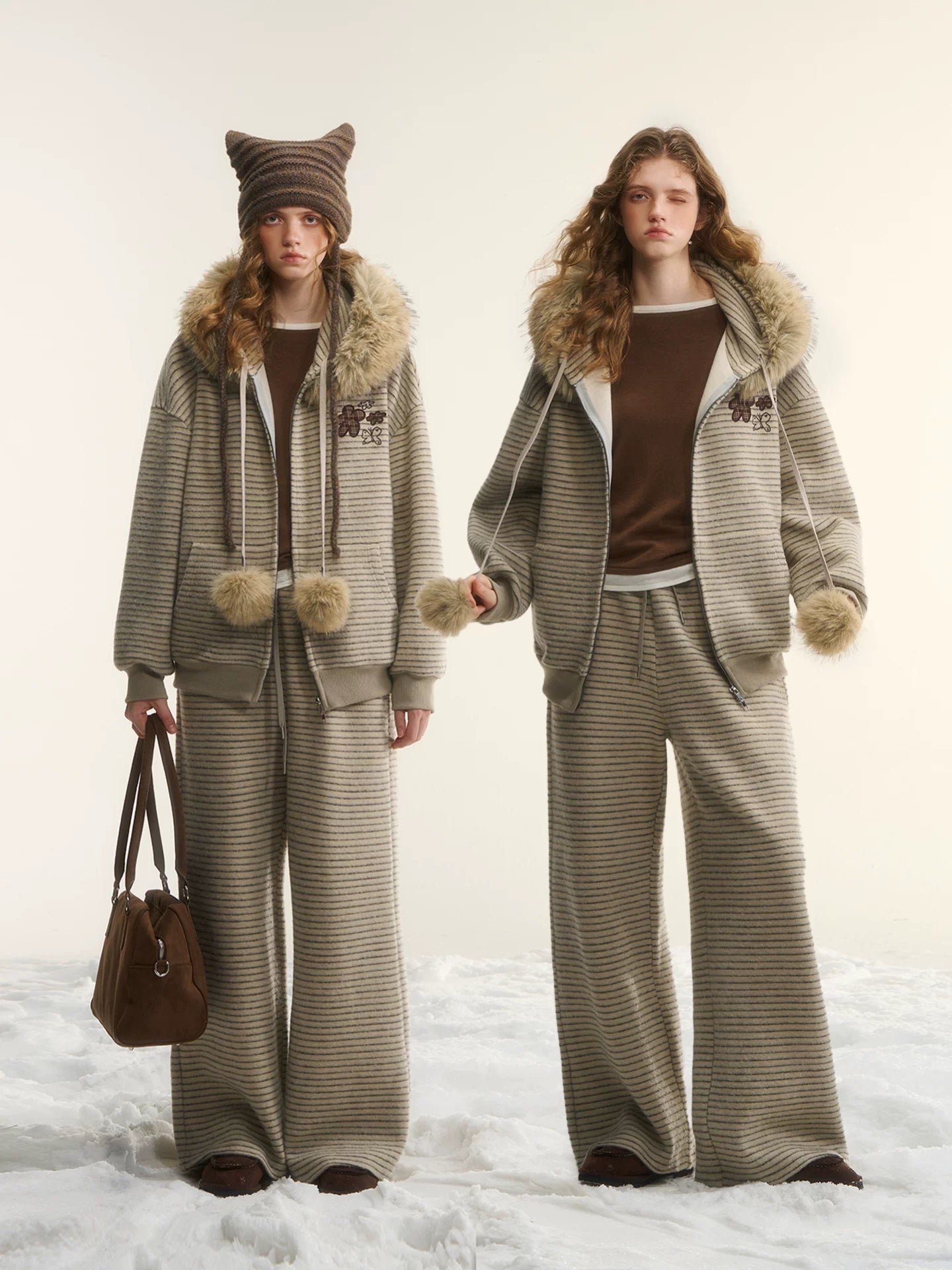 Vintage Fuzzy Plaid Jacket &amp; Pants Set