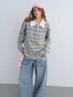 Striped Embroidered Polo Tee