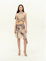 Gold Rhinestone Halter Organza Camisole