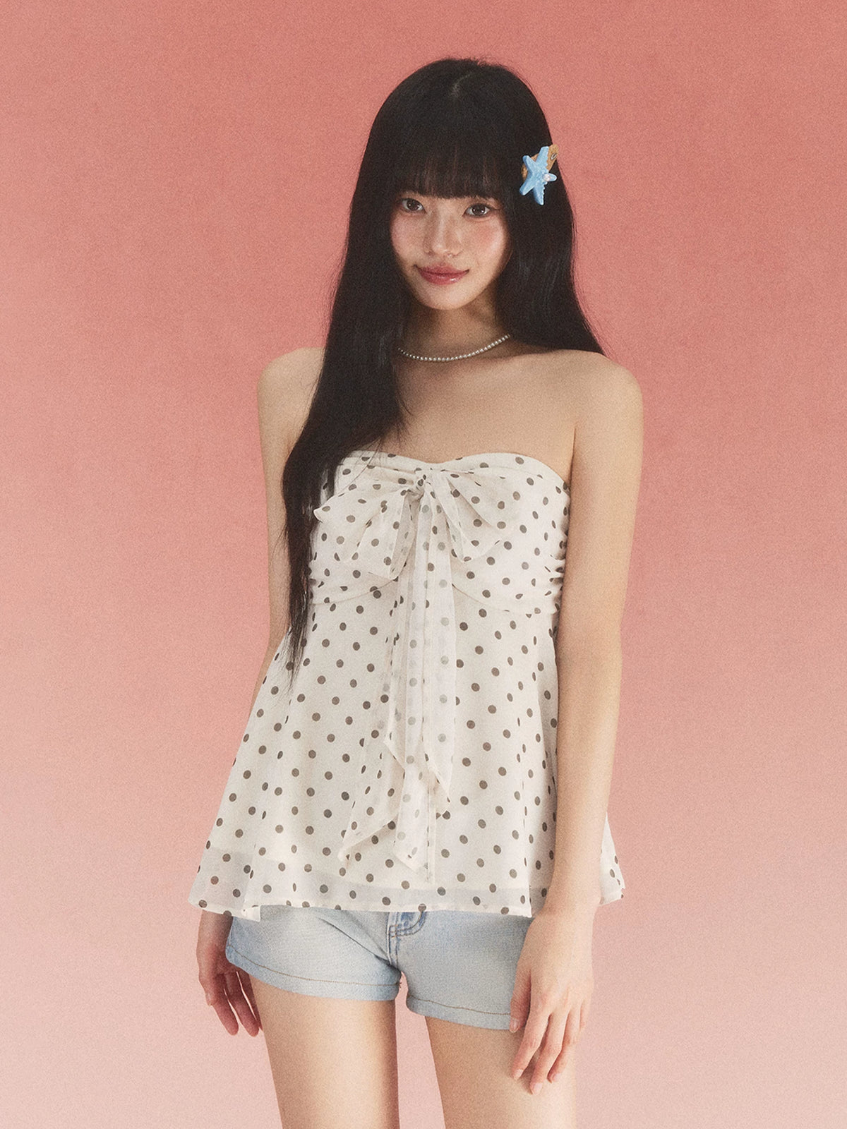 Bow Polka Dot Tube Top