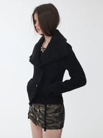 Wool Blend Short Jacket with Horn Buttons