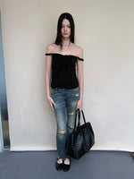 Distressed Washed Denim Jeans