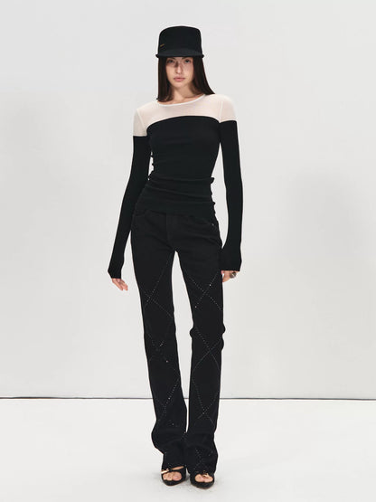 R2 Diamond Flare Denim Pants