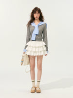 Fake Two-Piece Twist-Knot Spliced V-Neck Knit Top