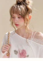 Rose Print Lace Top & Skirt Set