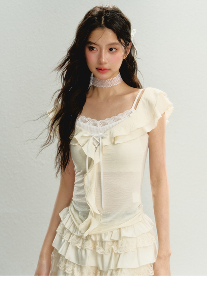 Lace 2-in-1 Knit T-Shirt