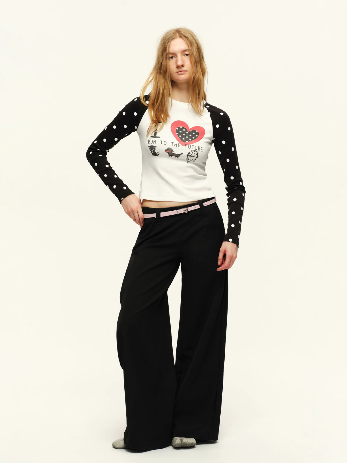 Black Mid-Rise Straight Trousers