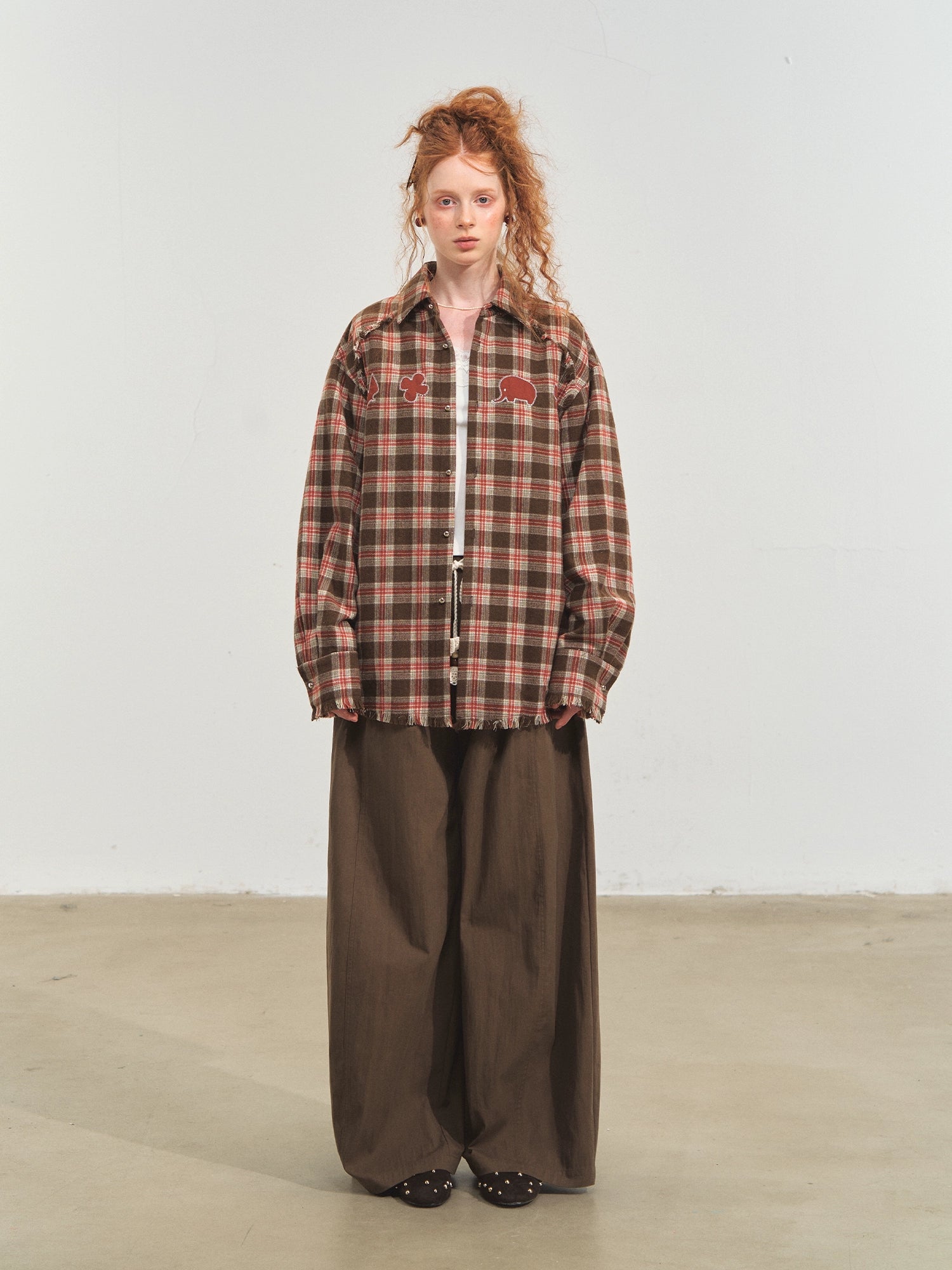 Blue &amp; Red Fringed Plaid Shirt