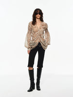 Draped Chiffon V Blouse