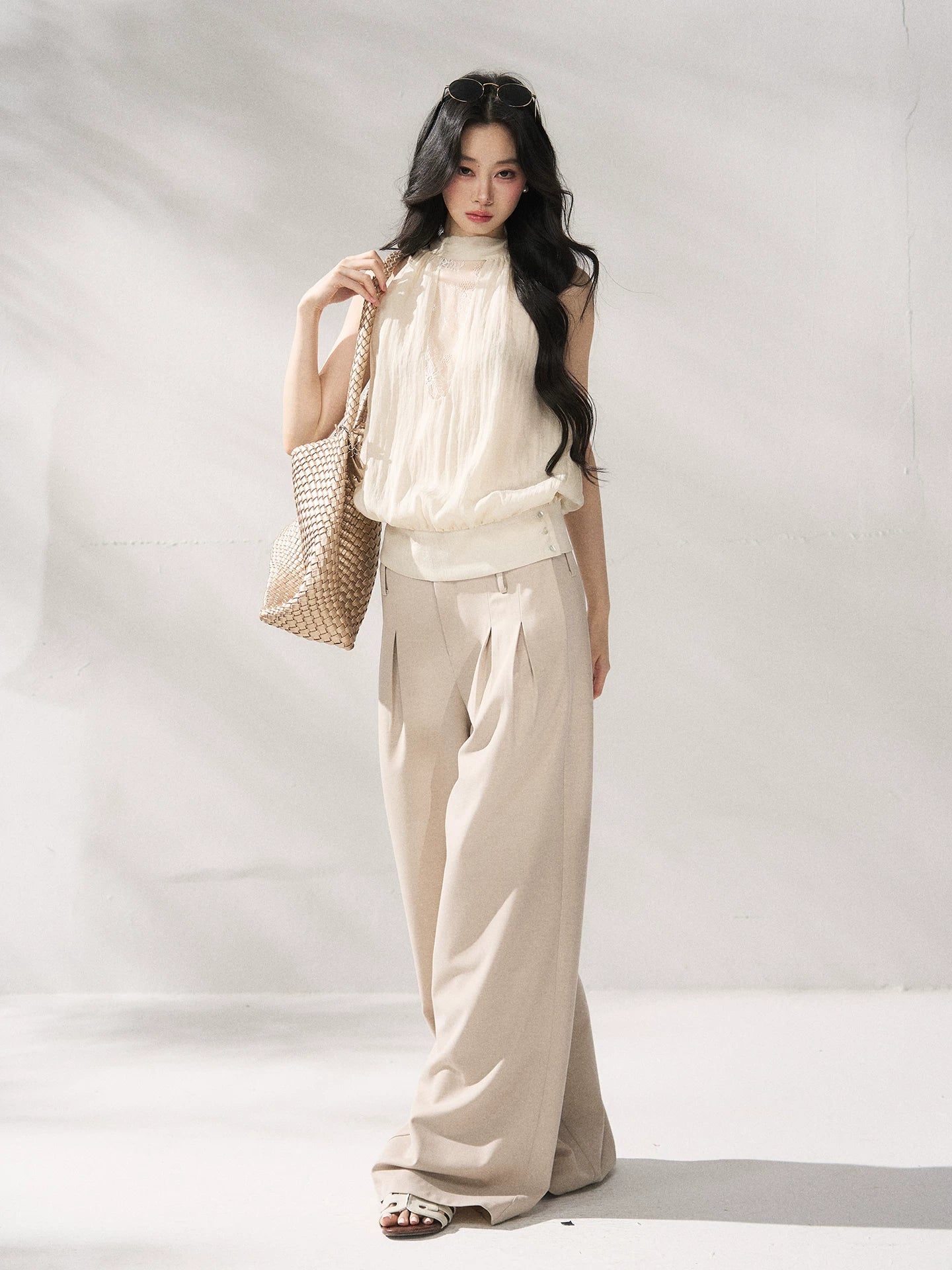 Khaki High Waist Wide Pants