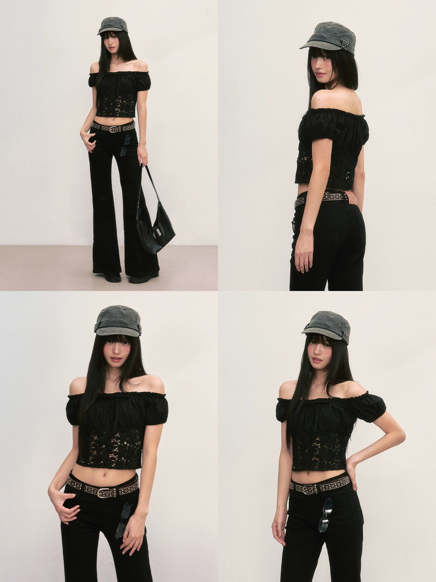 Black Off-Shoulder Lace Top