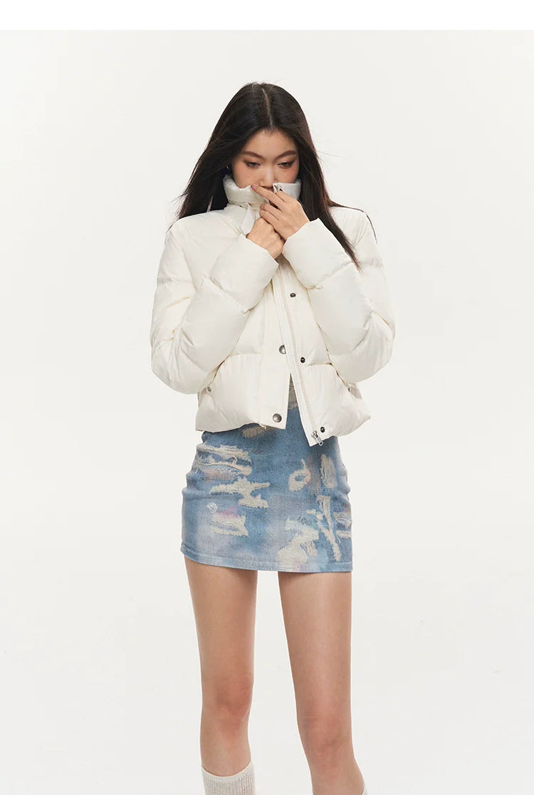 Black &amp; White Pearl Down Short Jacket
