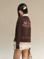 Fair Isle Collar Knit Cardigan