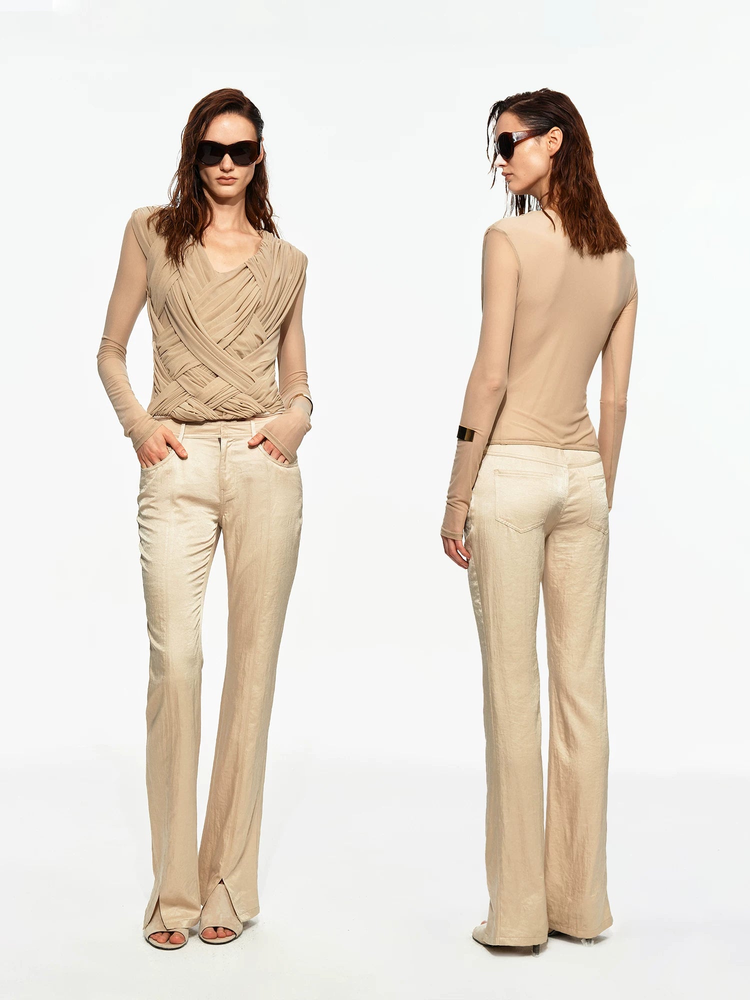Apricot Cross Knit Top