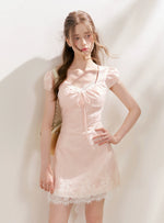 Pink Lace Trim Mini Dress