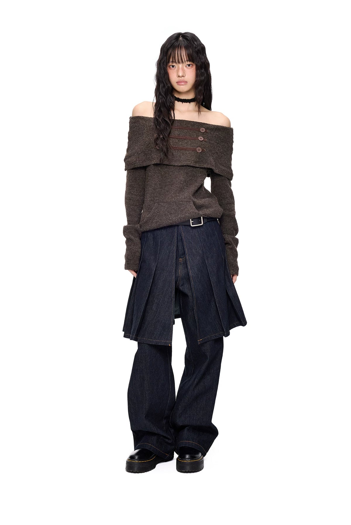 Napoleon Off-Shoulder Knit Sweater