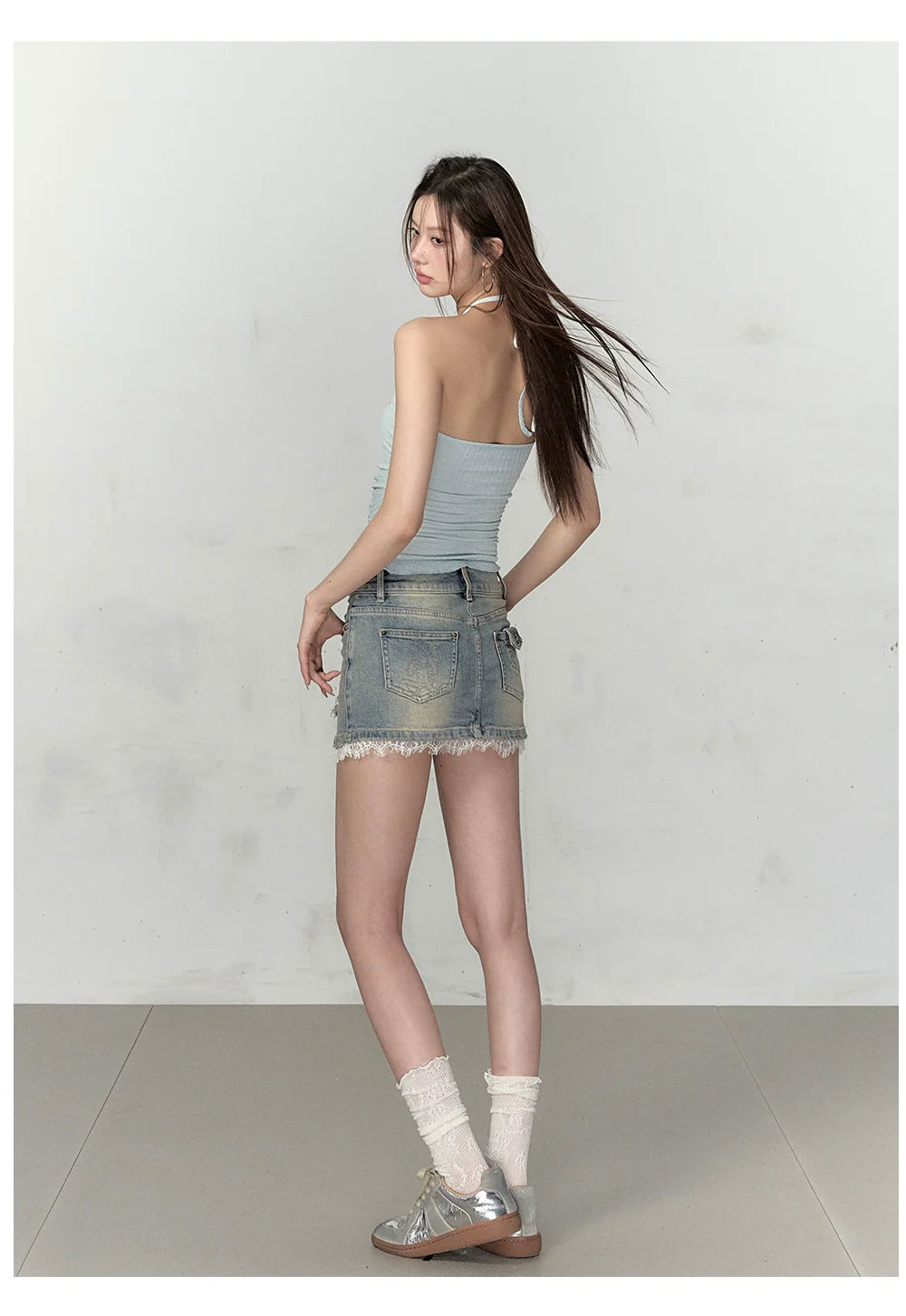 Black &amp; Blue Irregular Drawstring Slimming Tank Top