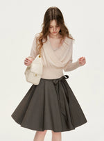 Gray Bow-Tie A-Line Skirt
